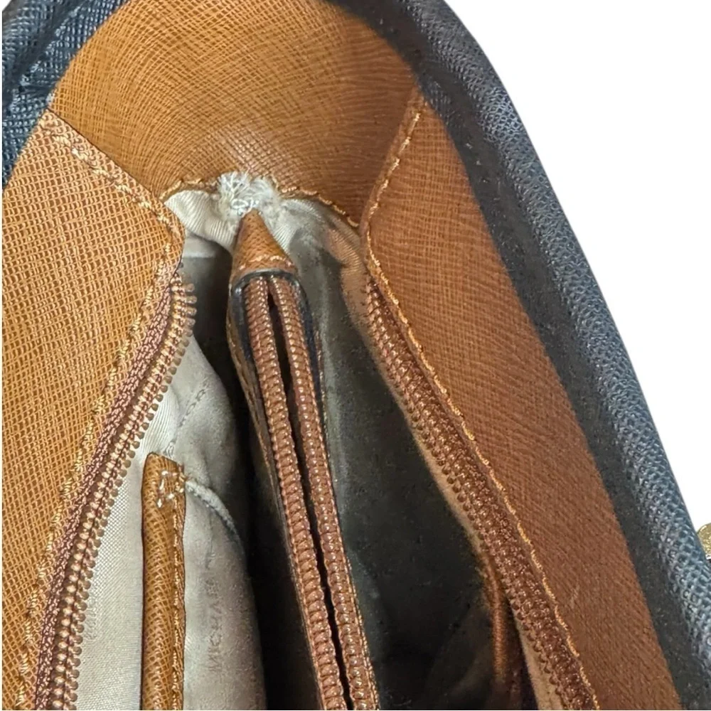 Michael Kors Jet Set Medium Saffiano Leather Colorblock Tote Bag Brown & Black
